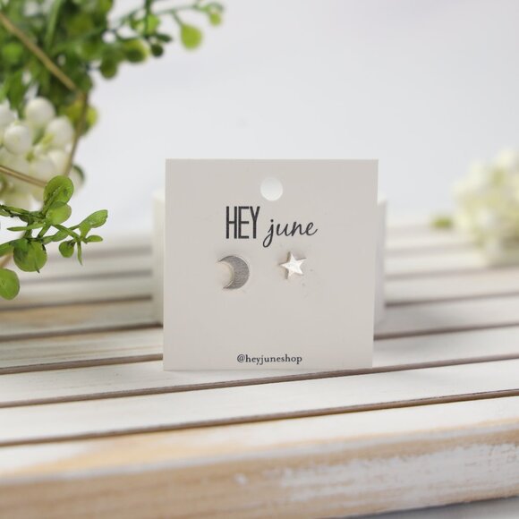 Hey June Earrings - Moon and Star Studs - NEW - Picture 2 of 3